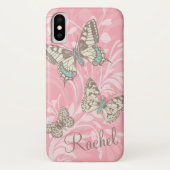 Name Schmetterlinge florale rosa iPhone Fall Case-Mate iPhone Hülle (Rückseite)