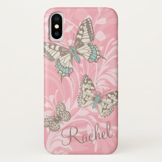Name Schmetterlinge florale rosa iPhone Fall Case-Mate iPhone Hülle (Rückseite)