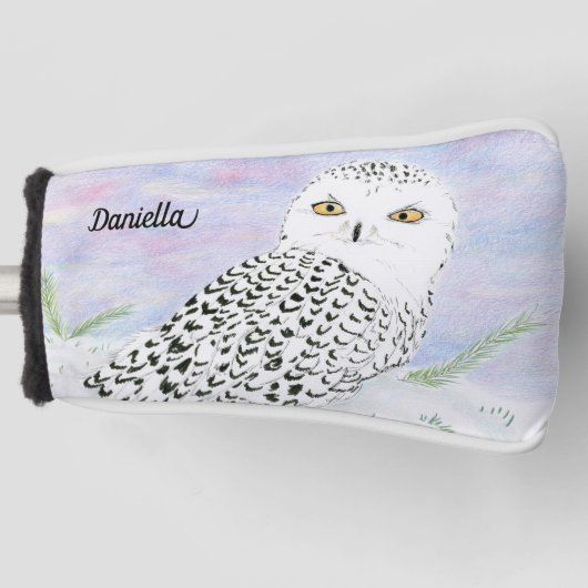 Name Schneekugel im Winter Sonnenuntergang Farbsti Golf Headcover (Vorderseite)