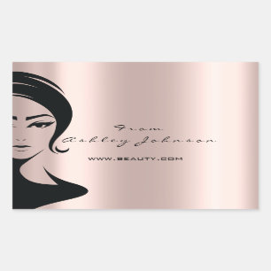 Name Schönheit Wimpern Tropfen Rosa Gold Wimpern V Rechteckiger Aufkleber