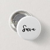 Name Schrift Vintage Rosa Streifen Button (Vorne & Hinten)