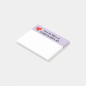 Name Schulkrankenschwester rotes Herz, Lavendelran Post-it Klebezettel (angewinkelt)