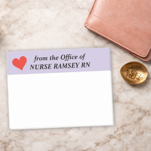 Name Schulkrankenschwester rotes Herz, Lavendelran Post-it Klebezettel