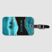 Name, Schwarz, Gold und Aquamariner Partner Gepäckanhänger (Vorderseite (Horizontal))