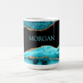 Name, Schwarz, Gold und Aquamariner Partner Kaffeetasse (Mittel)