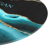 Name, Schwarz, Gold und Aquamariner Partner Schneidebrett (Ecke)
