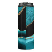 Name, Schwarz, Gold und Aquamariner Partner Thermosbecher (Rückseite)