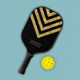 Name Schwarz und Imitate Gold Zickzack hinzufügen Pickleball Schläger