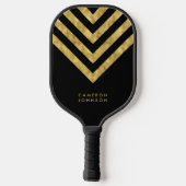 Name Schwarz und Imitate Gold Zickzack hinzufügen Pickleball Schläger (Rückseite)