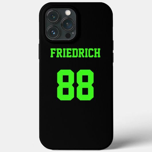 Name Schwarz und Neon Green Jersey Case-Mate iPhone Hülle (Rückseite)