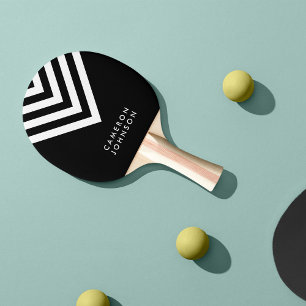 Name Schwarz und Weiß Minimalistisch Zickzack hinz Tischtennis Schläger