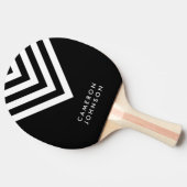 Name Schwarz und Weiß Minimalistisch Zickzack hinz Tischtennis Schläger (Seitenansicht)