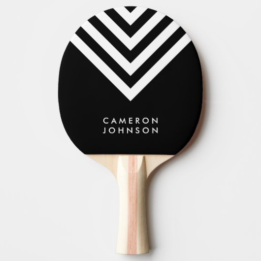 Name Schwarz und Weiß Minimalistisch Zickzack hinz Tischtennis Schläger (Vorderseite)