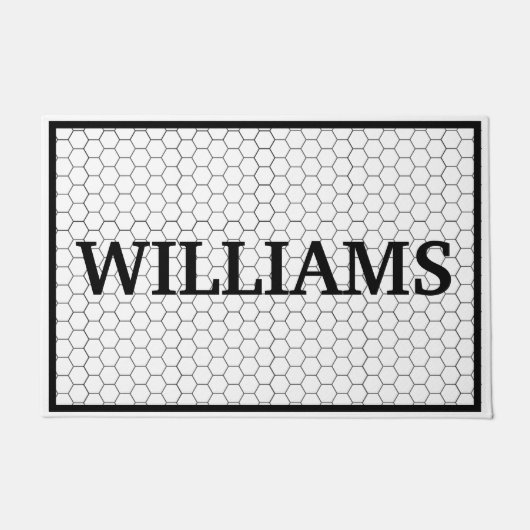Name Schwarz-Weiß-Hex-Folie Doormat Fußmatte (Vorderseite)