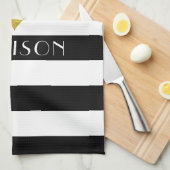 Name Schwarz-weißes Goldenes Herzmuster Print Geschirrtuch (Viertel Falte)