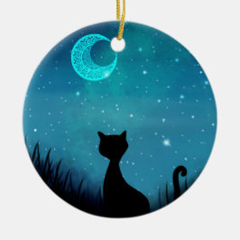 Name Schwarze Katze Sternbild Nacht Keramik Ornament