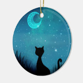 Name Schwarze Katze Sternbild Nacht Keramik Ornament (Links)
