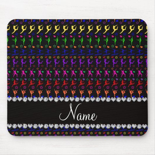 Name Schwarze Regenbogengymnastik Sterne Mousepad (Vorne)