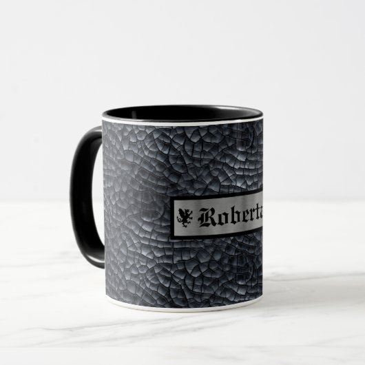 Name-schwarze u. silberne Drache-Skala/Haut-Druck Tasse (Vorderseite Links)