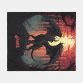 Name Schwarzer Drache im Wald bei Sonnenuntergang  Fleecedecke (Vorderseite (Horizontal))