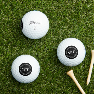 Name (schwarzes Kreismonogramm) Golfball