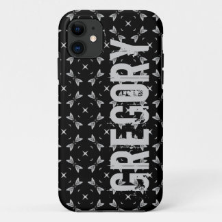 Name-schwarzes silbernes geometrisches für ihn Case-Mate iPhone hülle