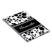 Name-Schwarzweiss-Blumennotizbuch Notizblock (Rechte Seite)