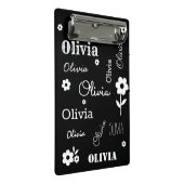 Name-Schwarzweiss-Miniklemmbrett Mini Klemmbrett (Schrägansicht)