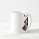 Name-Schwarzweiss-Schach-Pfand Kaffeetasse (VorderseiteRechts)