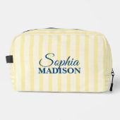 Name Script Vintage Yellow Stripe Waschbeutel (Vorderseite)