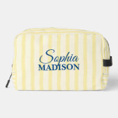 Name Script Vintage Yellow Stripe Waschbeutel (Rückseite)