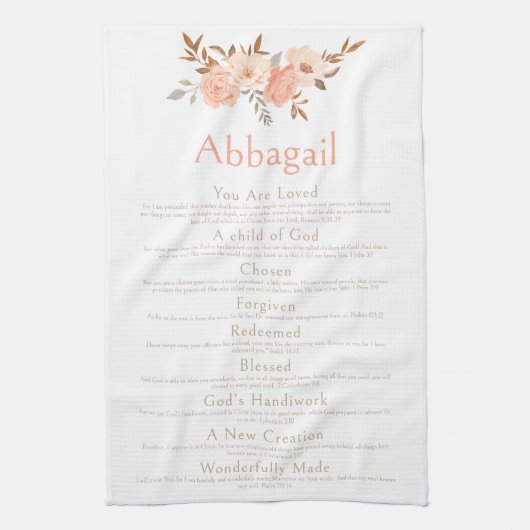 Name Scripting Christian Identity Bible Floral Geschirrtuch (Vertikal)
