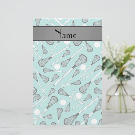 Name Seafoam grün Lacrosse Stangen grau Streifen Briefpapier (Stehend Vorderseite)