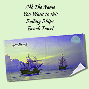 Name, Segelschiff Pirate, blau Strandtuch