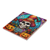 Name Sentiment Year Spooky Skeleton Halloween Fliese (Seite)