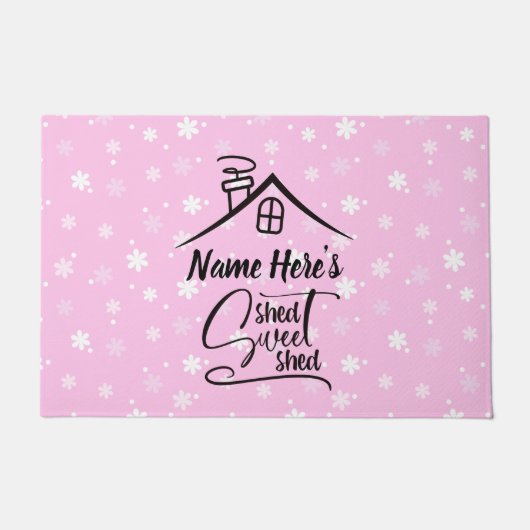 Name Shed Sweet Shed Pink White Floral hinzufügen Fußmatte (Vorderseite)