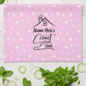 Name Shed Sweet Shed Pink White Floral hinzufügen Geschirrtuch (Gefaltet)