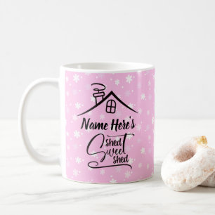 Name Shed Sweet Shed Pink White Floral hinzufügen Kaffeetasse