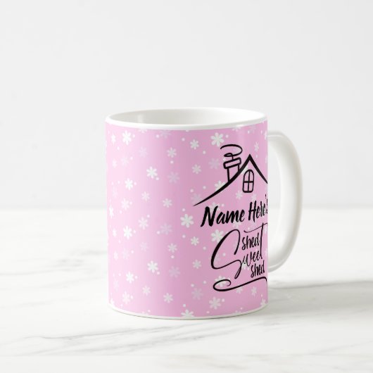 Name Shed Sweet Shed Pink White Floral hinzufügen Kaffeetasse (VorderseiteRechts)