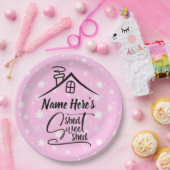 Name Shed Sweet Shed Pink White Floral hinzufügen Pappteller (Party)