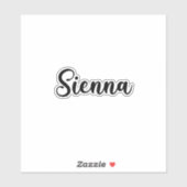 Name Sienna - Handgeschriebene Kalligrafie Aufkleber (Blatt)
