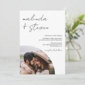 Name Skript Bogen weiß 4 Foto alle in einer Hochze Einladung (Stehend Vorderseite)