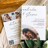 Name Skript Bogen weiß 4 Foto alle in einer Hochze Einladung