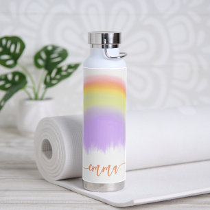 Name Skript farbenfroher Regenbogen personalisiert Trinkflasche