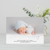 Name Skript Foto Geburtsankündigung Silber Folieneinladung (Stehend vorne)