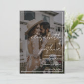 Name Skript Frame schwarz 4 Foto alle in 1 Hochzei Einladung (Stehend Vorderseite)