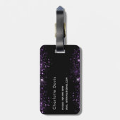 Name-Skript für den lila Glitzer Gepäckanhänger (Rückseite vertikal)