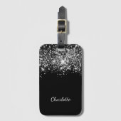 Name-Skript für den schwarzen Glitzer Gepäckanhänger (Vorderseite Vertikal)