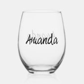 Name-Skript für Monogramm Weinglas Ohne Stiel (Vorderseite)