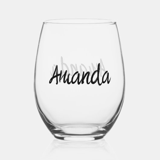 Name-Skript für Monogramm Weinglas Ohne Stiel (Vorderseite)